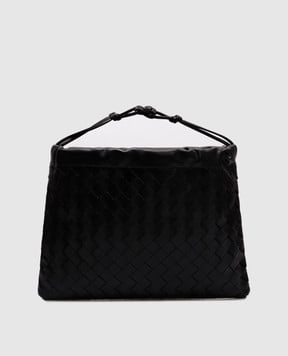 Bottega Veneta Чорна шкіряна плетена сумка-кісет з плетінням 796728V3IV1