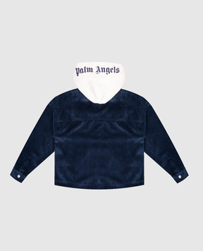 Palm Angels Дитяча синя вельветова куртка з логотипом PBES007F25FAB001612