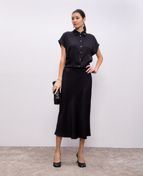 Allude Чорна спідниця міді із шовку 25284005