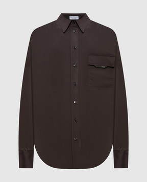 Brunello Cucinelli Коричневая рубашка с цепочкой мониль MP091MY516