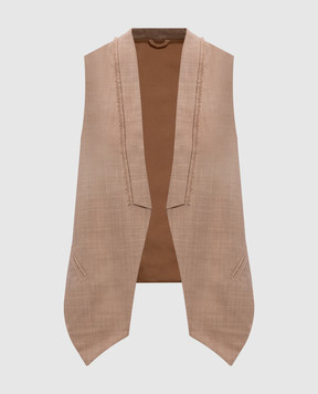 Brunello Cucinelli Бежевый жилет с шерстью и шелком M0W072910F