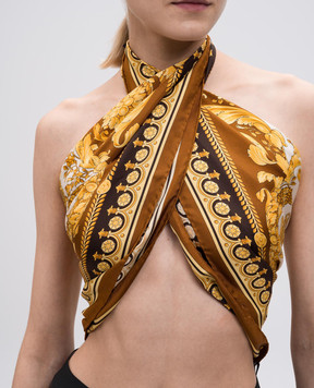 Versace Коричневый платок из шелка в принт Barocco 10016001A15546
