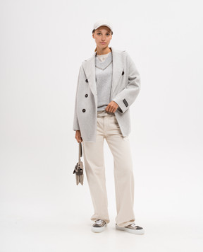 Brunello Cucinelli Серый пуловер из кашемира с цепочкой мониль M12167902P