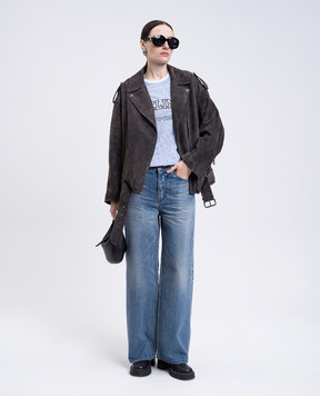 Babe Pay Pls Серая замшевая косуха 2404SUEDE