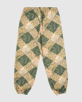 Etro Детские зеленые штаны джогеры в принт пейсли GV6P50Z2419