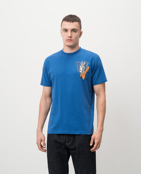 Off-White Синяя футболка с брендовым принтом OMAA027F24JER006