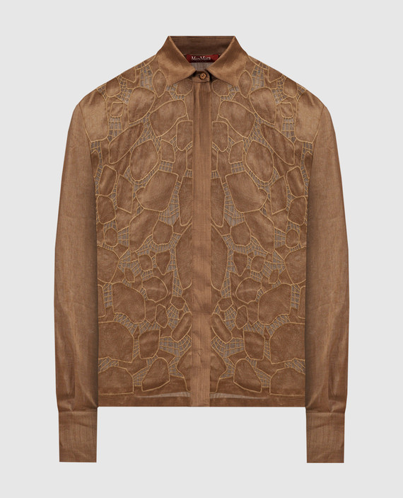 PICASSO brown blouse with openwork embroidery