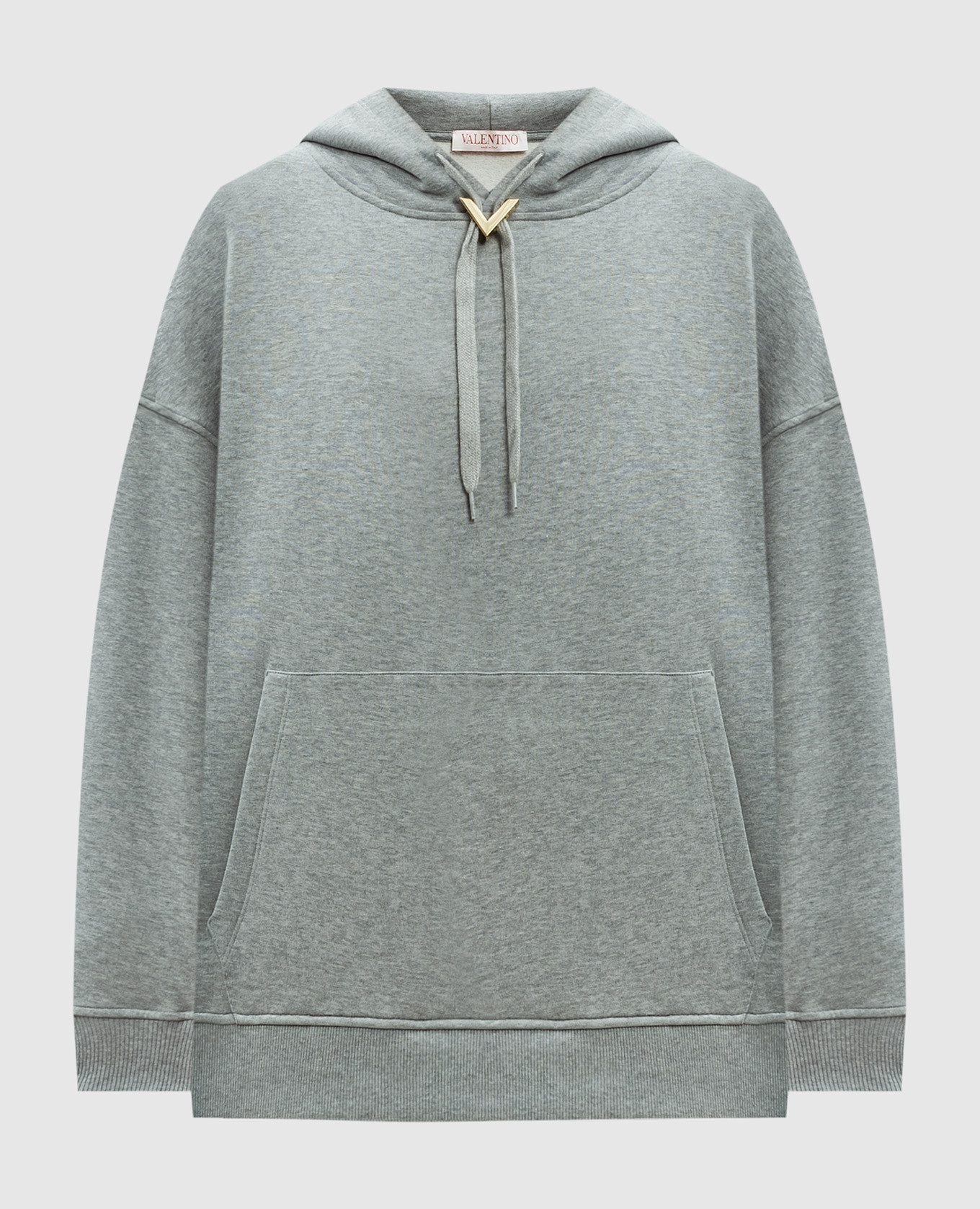 

Серые худи с металлическим логотипом VLogo Signature, Серый, Худи