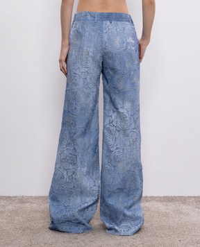 Ermanno Scervino Голубые палаццо в цветочный узор D466P708QMV