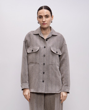 Loro Piana Серая рубашка из льна, шерсти и кашемира FAP3675