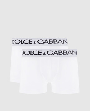 Dolce&Gabbana Набор белых трусов-боксеров с логотипом. M9D70JONN97