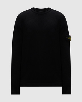 Stone Island Чорний светр з вовною з патчем логотипа 8115568A3