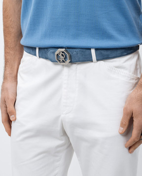 Stefano Ricci Блакитний замшевий ремінь з монограмою логотипа N381SDC366P