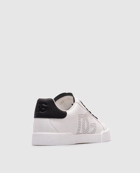 Dolce&Gabbana Білі шкіряні кеди з монограмою логотипа CK2324AV066
