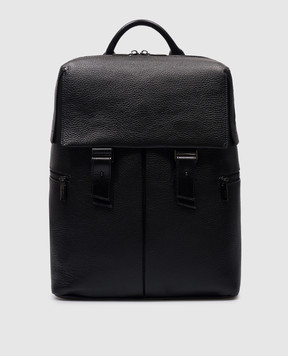 GIUDI Черный кожаный рюкзак с тиснением логотипа. 11975AECOL