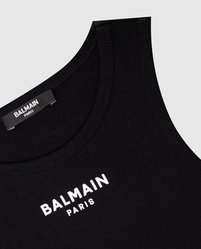 Balmain Детский черный топ с принтом логотипа BW8A72Z2389410