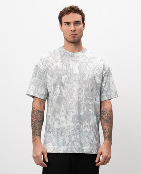 Givenchy Серая футболка в брендовый принт BM71MG3YPM