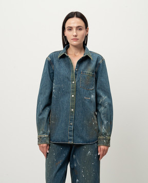 Helmut Lang Синяя джинсовая рубашка с винтажным эффектом O05DW102