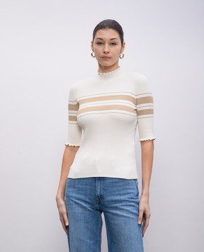 Twinset Білий топ в смужку з люрексом 251TP3420