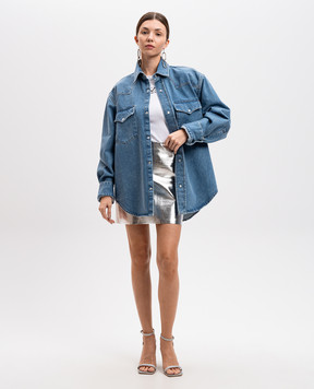 Vetements Синяя рубашка с вышивкой логотипа UA66SH500N