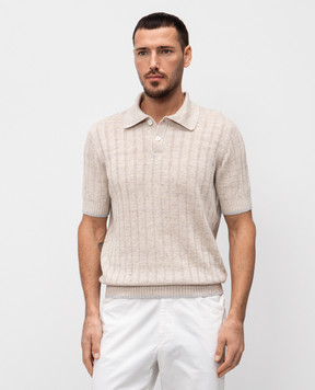 Brunello Cucinelli Бежевое поло с леном M2L707605