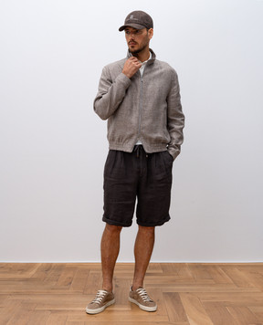 Brunello Cucinelli Бежевая куртка из льна, шерсти и шелка MW4826509