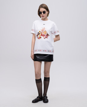 Off-White Біла футболка з вишивкою емблеми OMAA027S25JER002