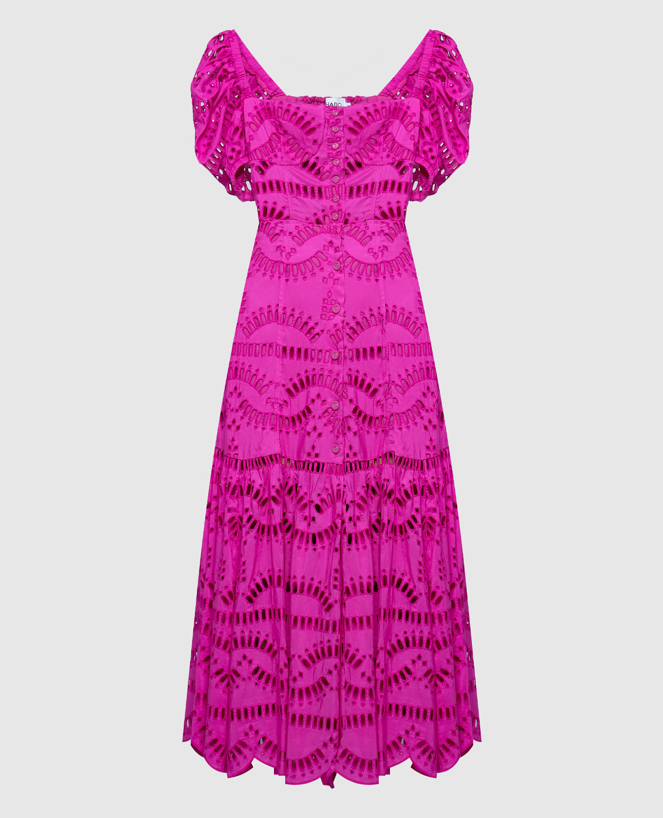 Spiana pink shirt dress with broderie embroidery