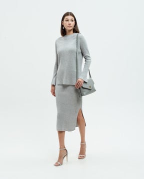 Twinset Сірий джемпер з вовни і кашеміру з люрексом 242TP3715