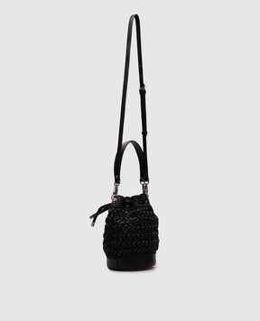 Gianni Chiarini Черная комбинированная сумка бакет-бег Natalia с рафией. BS11435COMMCRHML