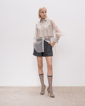 Brunello Cucinelli Бежева блуза з шовком з ланцюжком моніль M0091MQ406
