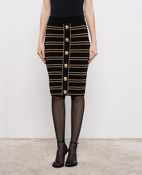 Balmain Чорна спідниця в смужку FF1LC018KI52
