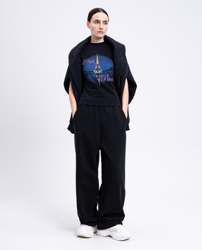 Vetements Чорна футболка з брендовим принтом WH76TR430B
