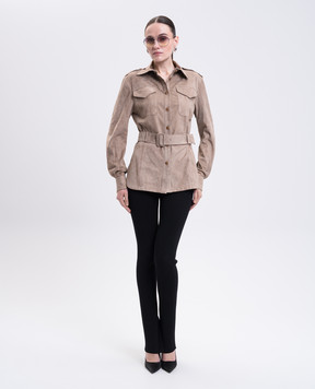 Ermanno Scervino Бежевая замшевая куртка в стиле рубашки с поясом D472K320ZSU