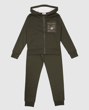 Moncler ENFANT Дитячий зелений спортивний костюм з логотипом 8M00013899PS1214