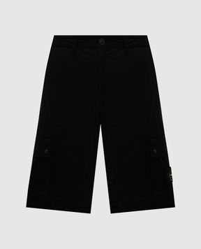 Stone Island Черные шорты-карго с логотипом K1S15L100011S0010