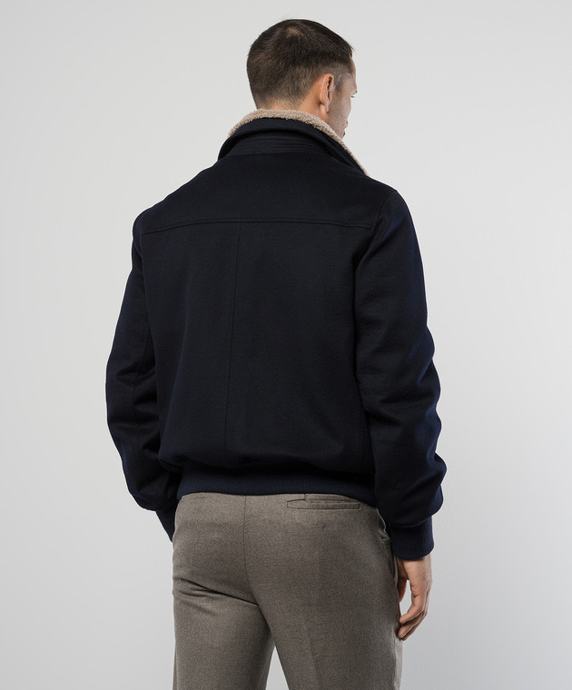 Brunello Cucinelli - Синяя куртка из кашемира с мехом MM4006889