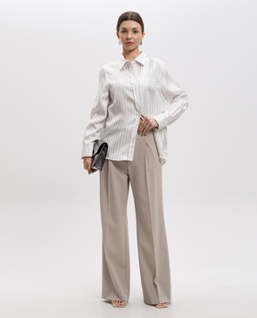 PROENZA SCHOULER Біла блуза Madison із шовку в смужку R2514017BSP178