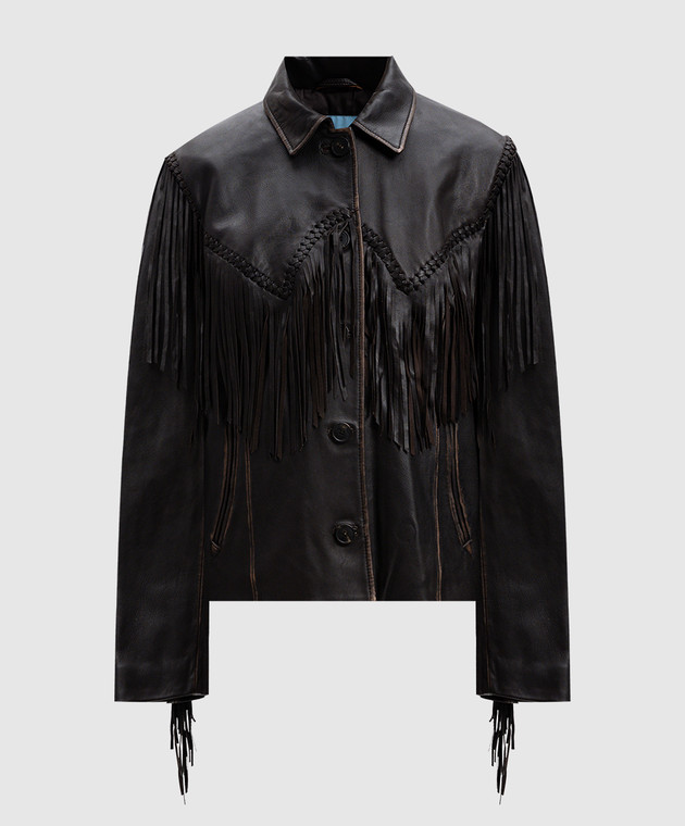 Max Mara Weekend - Коричневая кожаная куртка ERACLE с бахромой Max Mara Weekend - Коричневая кожаная куртка ERACLE с бахромой