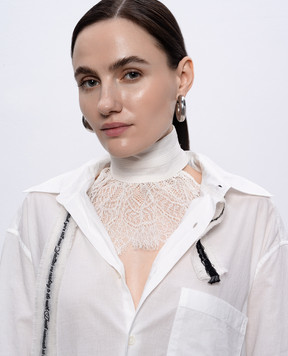 Ann Demeulemeester Белый воротник Regina из шелка с кружевом B0013033FA617