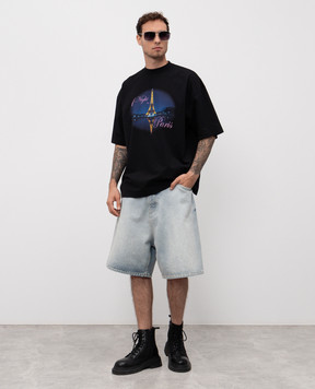 Vetements Черная футболка с принтом 1 Night in Paris UH76TR410Bm