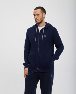 Brunello Cucinelli Синяя спортивная куртка с вышивкой логотипа логотип M22704806G