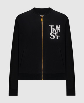 Twinset Чорна спортивна куртка з логотипом 252LI2MBB