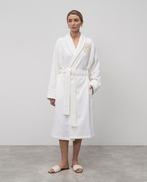 Versace Белый махровый халат Medusa Gala с леном. ZACJ000201A11941