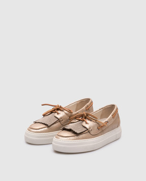 Brunello Cucinelli Золотые кожаные топсайдеры с цепочкой мониль MZDKEG630y