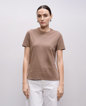 Loro Piana Коричневые футболки с вышивкой эмблемы. FAO5498