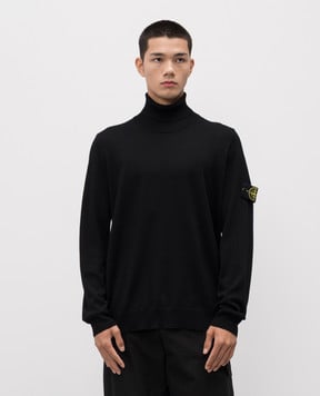 Stone Island Чорний гольф з вовни з логотипом K2S155100025S00C4