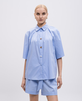 Twinset Голубая рубашка с логотипом 251LM2KFF