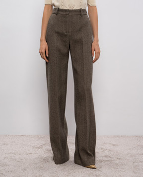 Ermanno Scervino Коричневі штани з вовни, шовку та кашеміру у візерунок D476P718OQR