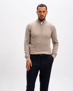 Cashmere&Whiskey Бежевый джемпер из мериноса шерсти в узор CH077